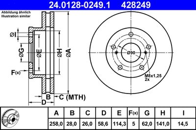 Brake Disc ATE 24.0128-0249.1