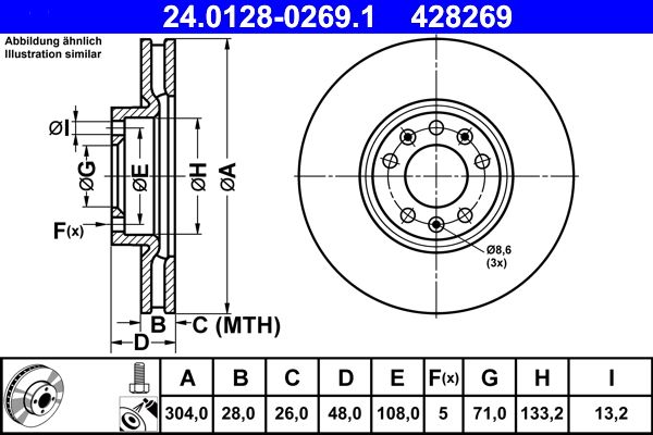 ATE 24.0128-0269.1 Brake Disc