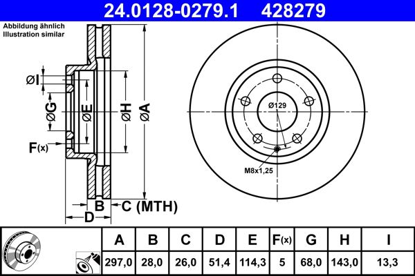 ATE 24.0128-0279.1 Brake Disc