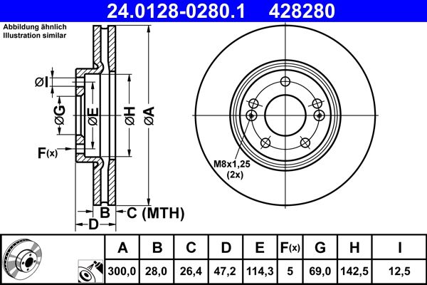 ATE 24.0128-0280.1 Brake Disc