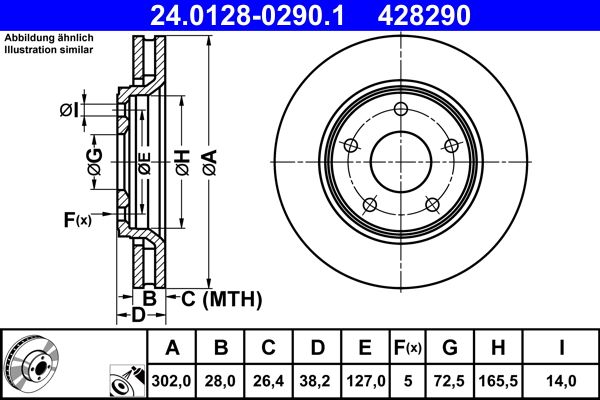 ATE 24.0128-0290.1 Brake Disc