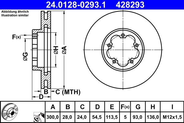 ATE 24.0128-0293.1 Brake Disc