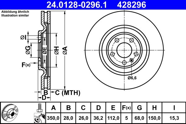 ATE 24.0128-0296.1 Brake Disc