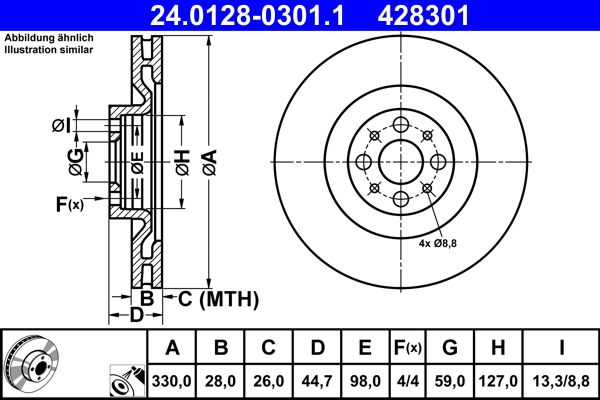 ATE 24.0128-0301.1 Brake Disc