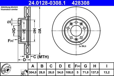 Brake Disc ATE 24.0128-0308.1