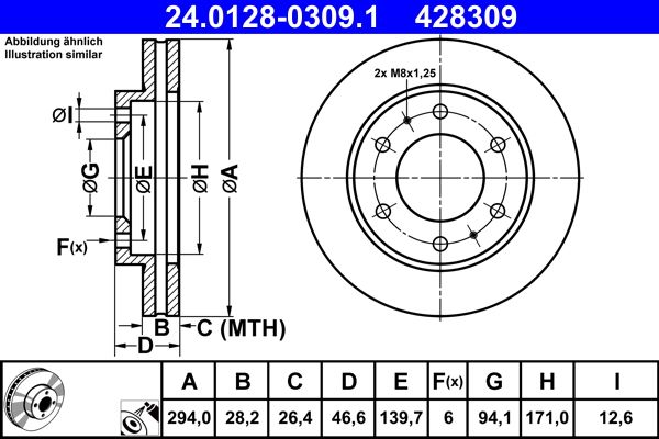 ATE 24.0128-0309.1 Brake Disc