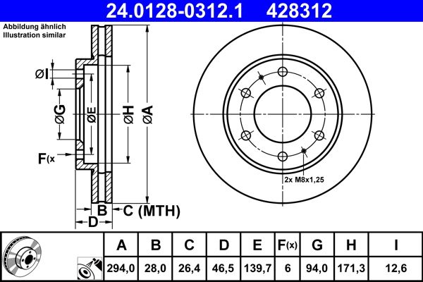 ATE 24.0128-0312.1 Brake Disc