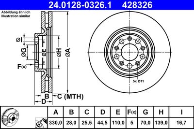 Brake Disc ATE 24.0128-0326.1