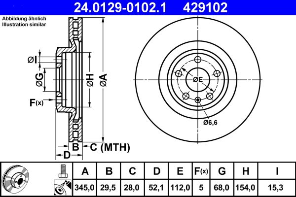 ATE 24.0129-0102.1 Brake Disc