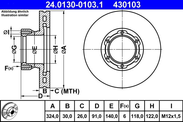 ATE 24.0130-0103.1 Brake Disc