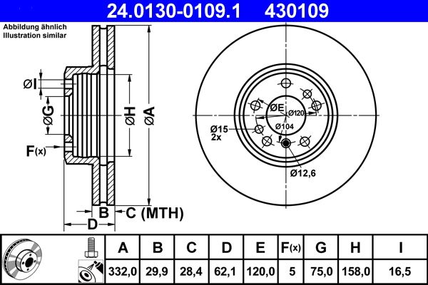 ATE 24.0130-0109.1 Brake Disc