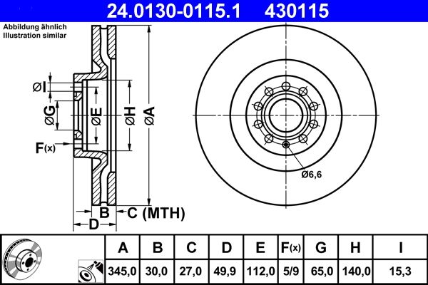 ATE 24.0130-0115.1 Brake Disc