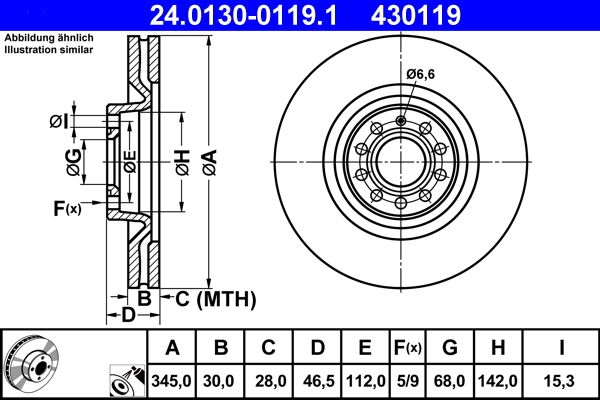 ATE 24.0130-0119.1 Brake Disc