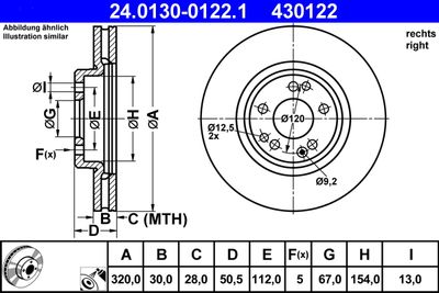 Brake Disc ATE 24.0130-0122.1