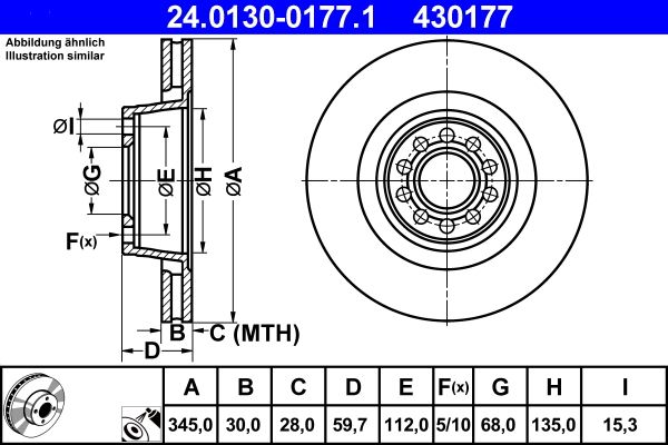 ATE 24.0130-0177.1 Brake Disc