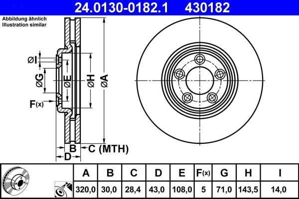 ATE 24.0130-0182.1 Brake Disc