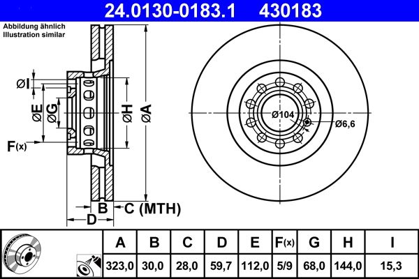 ATE 24.0130-0183.1 Brake Disc