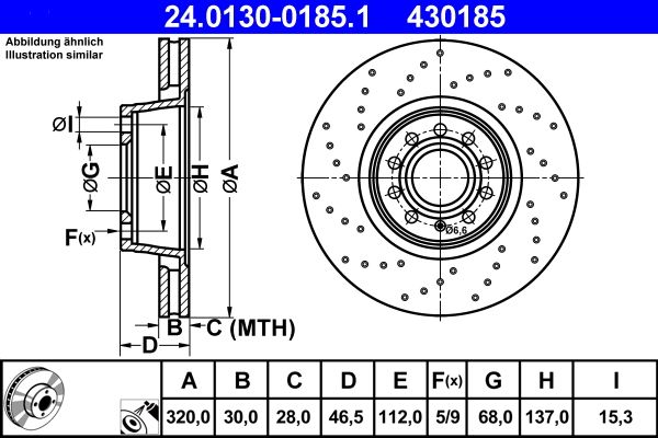 ATE 24.0130-0185.1 Brake Disc