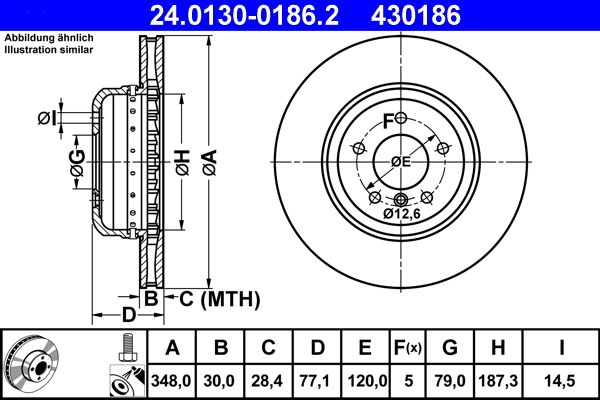 ATE 24.0130-0186.2 Brake Disc