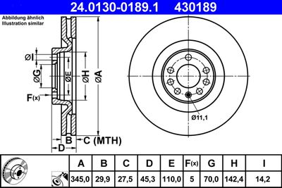 Brake Disc ATE 24.0130-0189.1