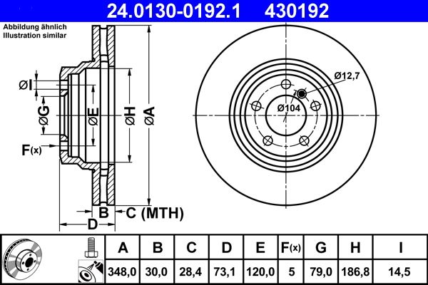 ATE 24.0130-0192.1 Brake Disc