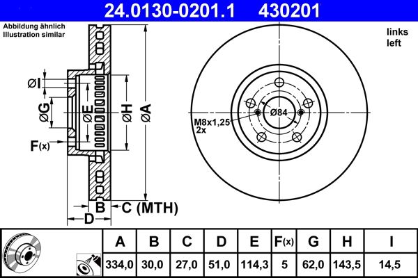 ATE 24.0130-0201.1 Brake Disc