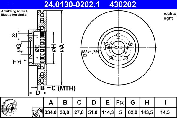 ATE 24.0130-0202.1 Brake Disc