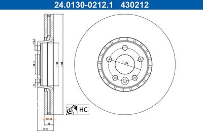 Brake Disc ATE 24.0130-0212.1