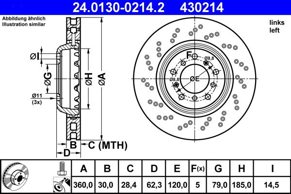 ATE 24.0130-0214.2 Brake Disc