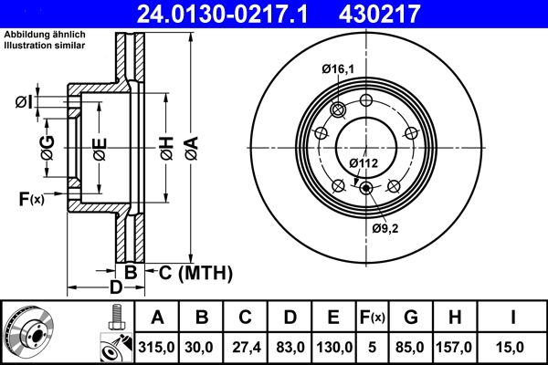 ATE 24.0130-0217.1 Brake Disc