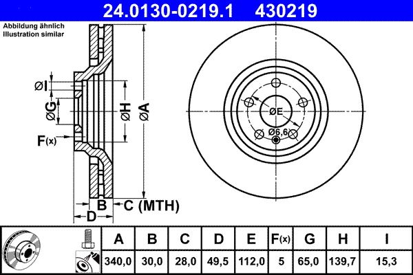 ATE 24.0130-0219.1 Brake Disc