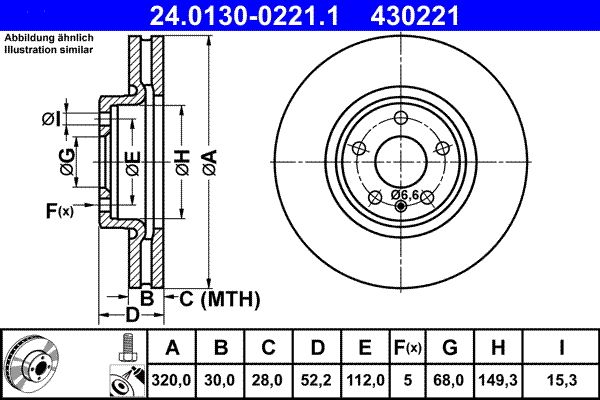 ATE 24.0130-0221.1 Brake Disc