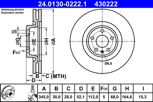 ATE 24.0130-0222.1 Brake Disc