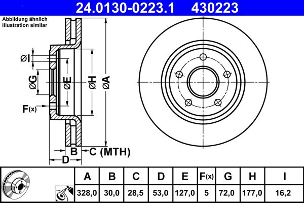 ATE 24.0130-0223.1 Brake Disc
