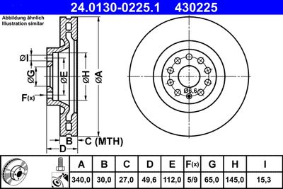 Brake Disc ATE 24.0130-0225.1