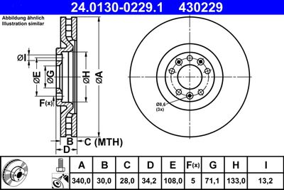 Brake Disc ATE 24.0130-0229.1