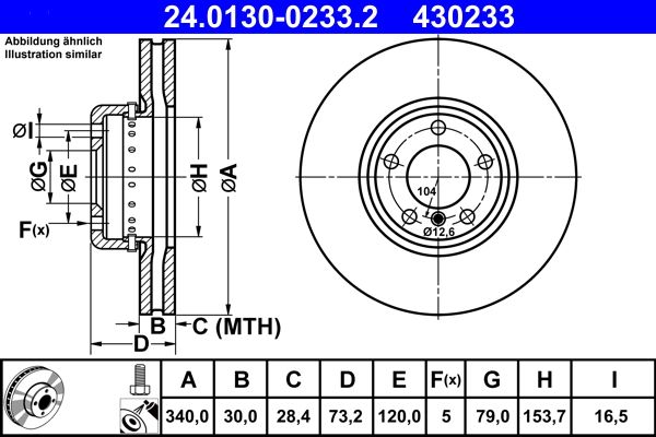 ATE 24.0130-0233.2 Brake Disc