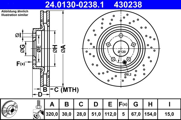ATE 24.0130-0238.1 Brake Disc
