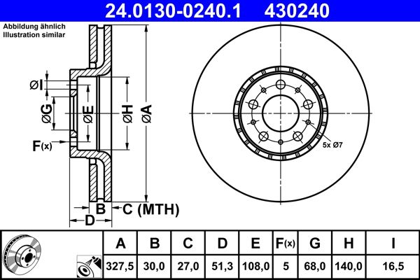 ATE 24.0130-0240.1 Brake Disc