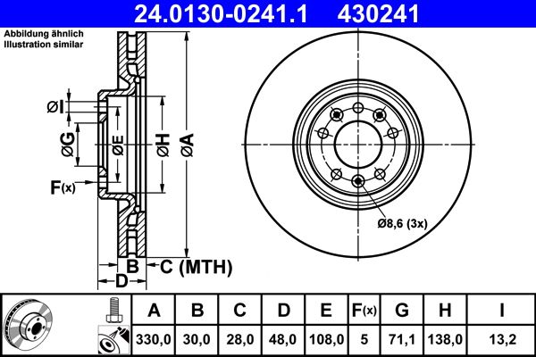 ATE 24.0130-0241.1 Brake Disc
