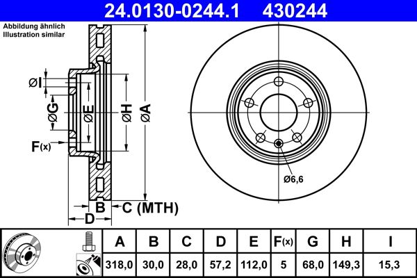 ATE 24.0130-0244.1 Brake Disc