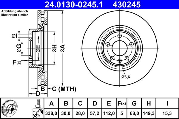 ATE 24.0130-0245.1 Brake Disc