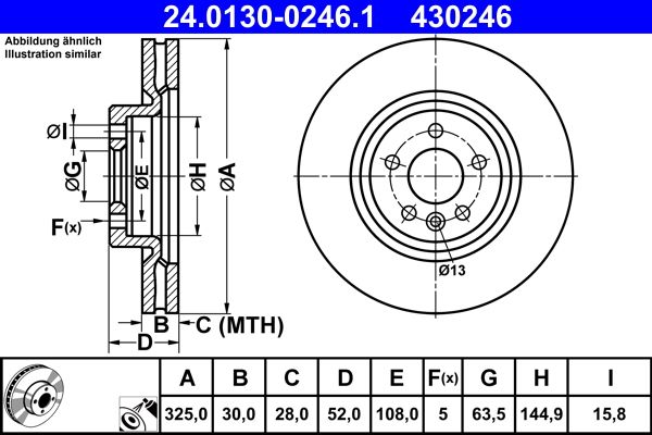 ATE 24.0130-0246.1 Brake Disc