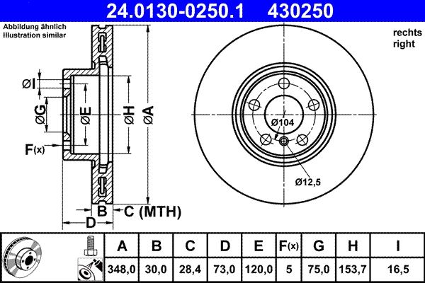ATE 24.0130-0250.1 Brake Disc
