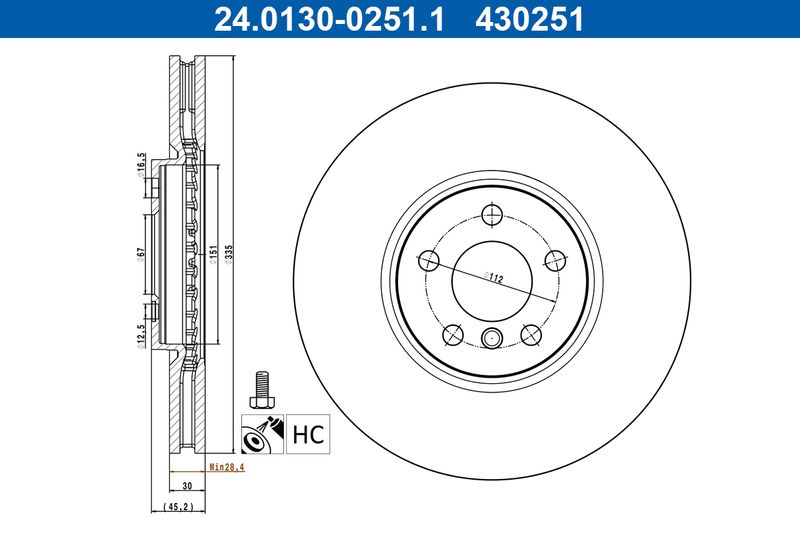 ATE 24.0130-0251.1 Brake Disc