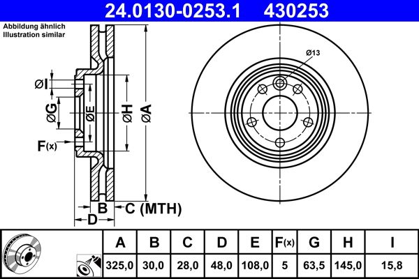 ATE 24.0130-0253.1 Brake Disc