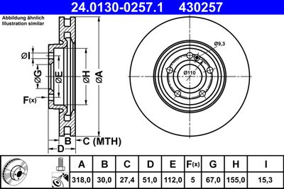 Brake Disc ATE 24.0130-0257.1