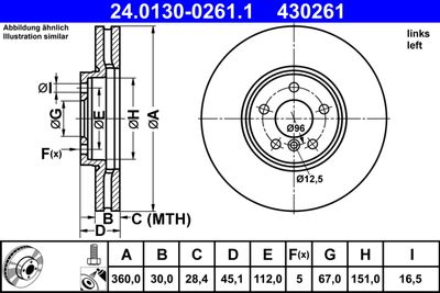 Brake Disc ATE 24.0130-0261.1