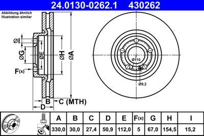 Brake Disc ATE 24.0130-0262.1