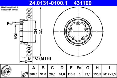Brake Disc ATE 24.0131-0100.1